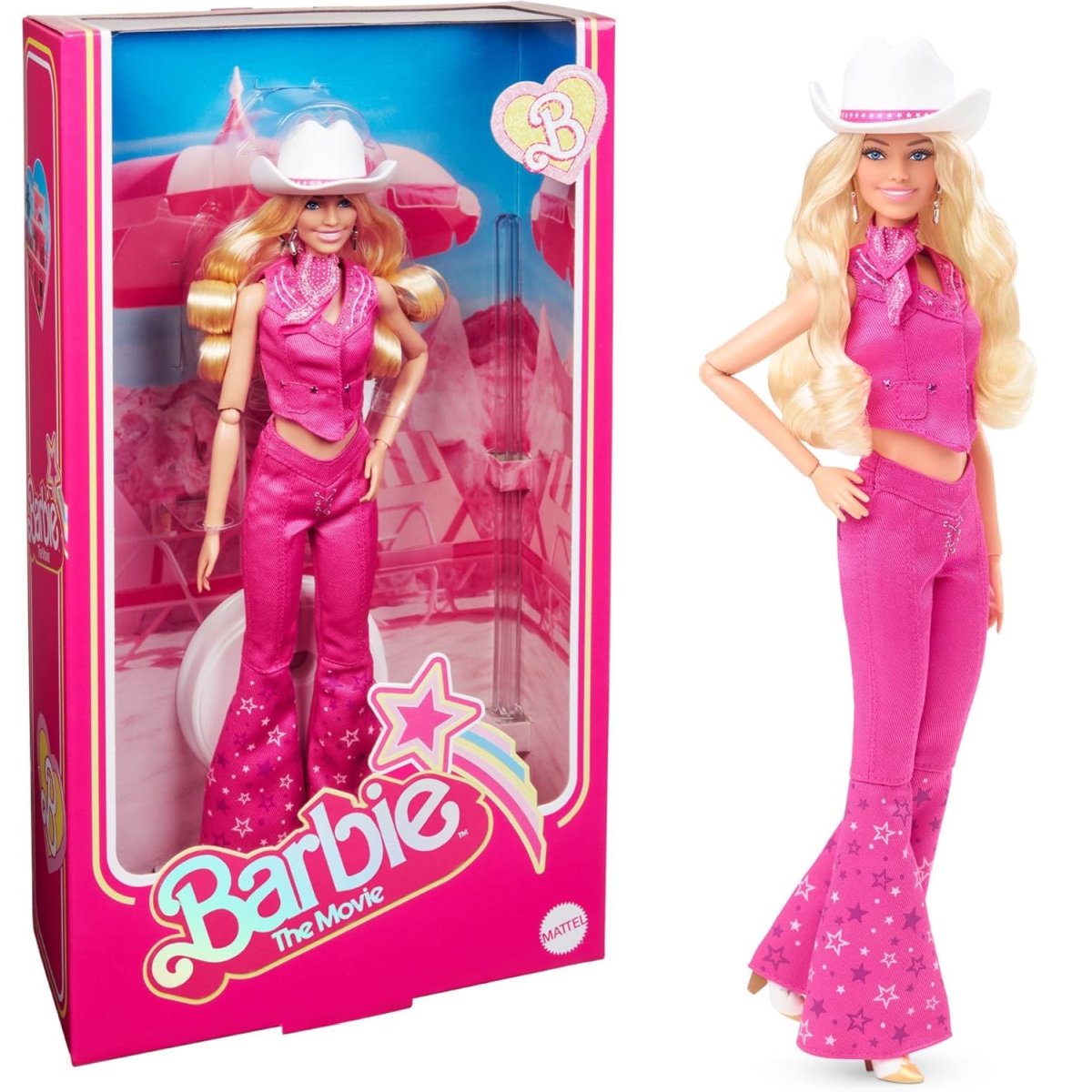 Barbie The Movie Margot Robbie Pembe Kovboy Kıyafetli Bebek - HPK00