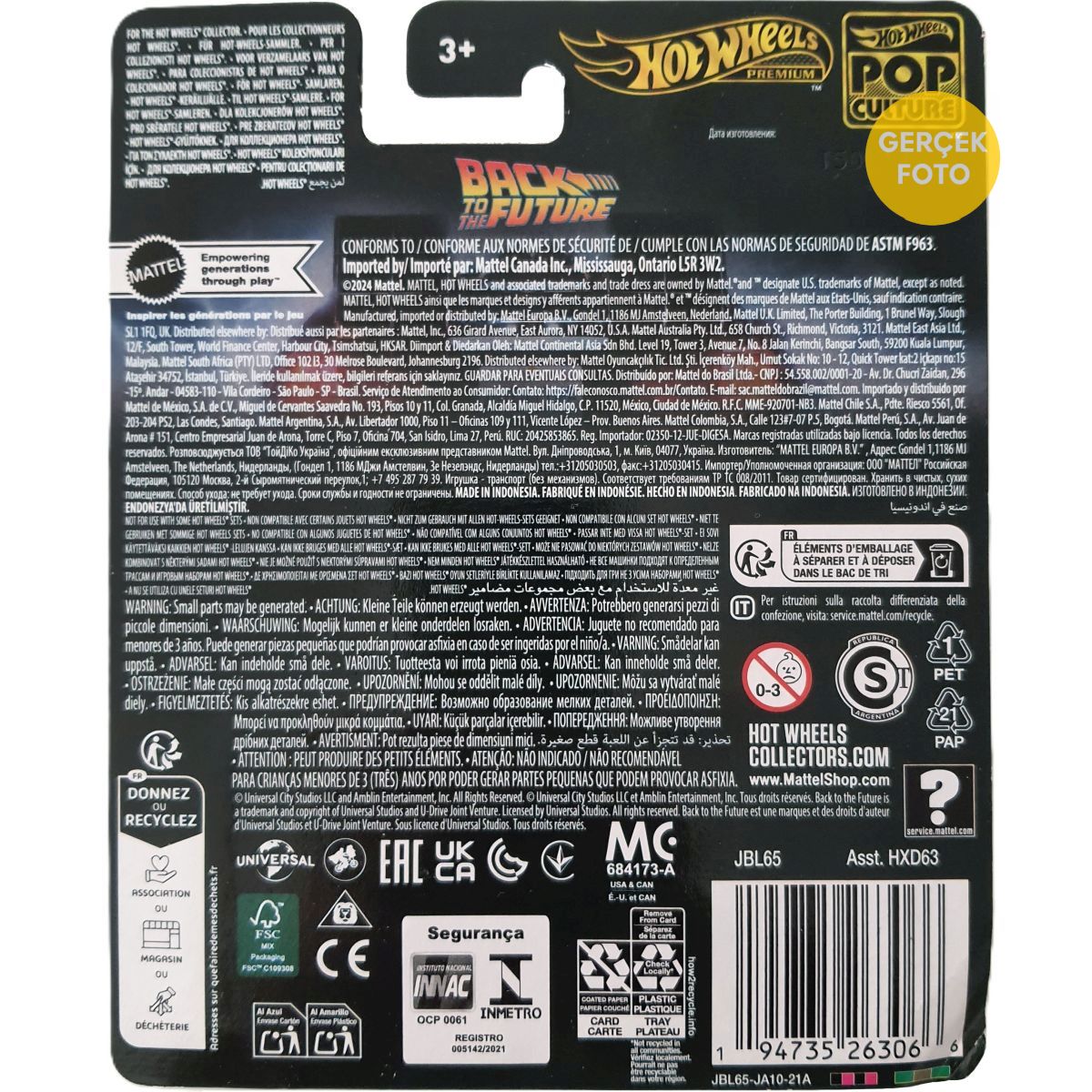 Hot Wheels Premium Pop Culture Back to the Future Time Machine - JBL65 hafif hasarlı kartonet - Görsel 2